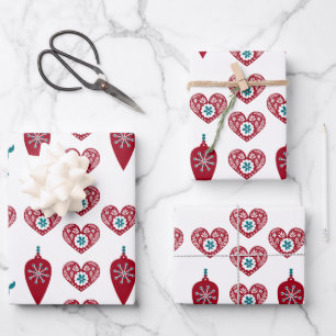 Skandinavische Weihnachtslieder Rentier Red Bauble Geschenkpapier Set