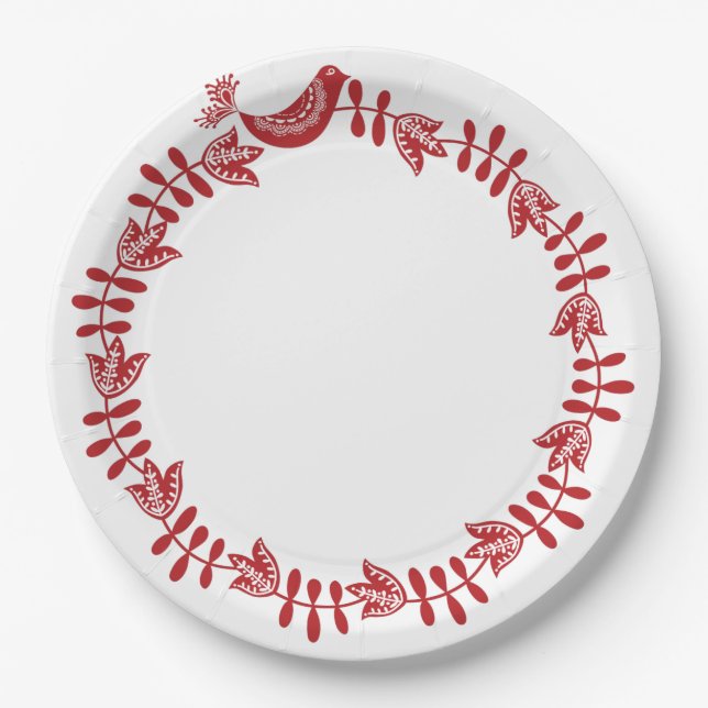 Skandinavische Weihnachtsmann-Teller Pappteller (Vorderseite)