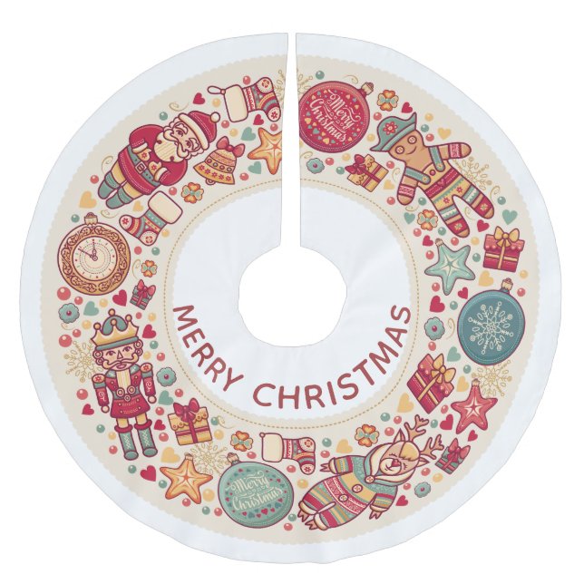 Skandinavische Weihnachtsschmuck Baumrock Polyester Weihnachtsbaumdecke (Vorderseite)