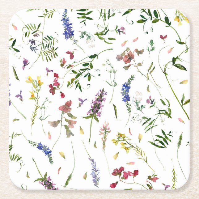Skandinavische Wildblumen Meadow Rechteckiger Pappuntersetzer (Vorderseite)