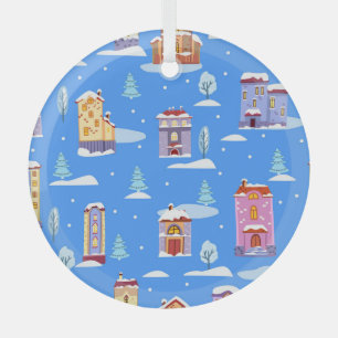 Skandinavische Winterhäuser - Schneemuster Ornament Aus Glas