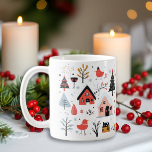 Skandinavische Winterlandschaft Weihnachtsfest Kaffeetasse