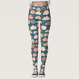 Skandinavische Wolken: Goldene Childene Muster. Leggings