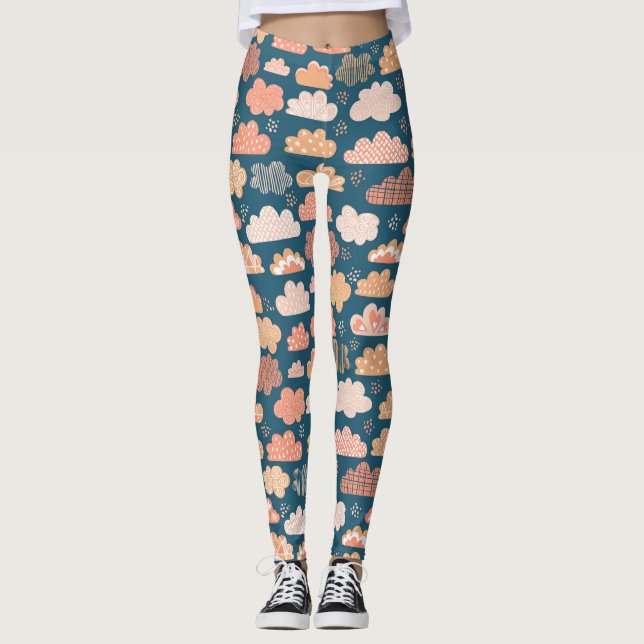 Skandinavische Wolken: Goldene Childene Muster. Leggings (Vorderseite)