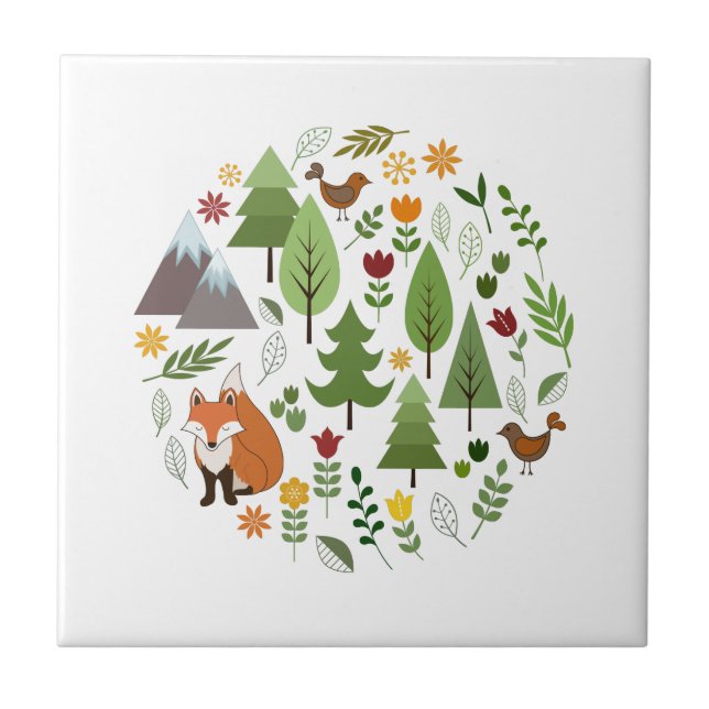 Skandinavischer Art-Illustrations-Kreis Fliese (Vorderseite)