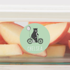 Skandinavischer Bär auf dem Bike Minimalistisch gr Etiketten