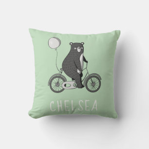 Skandinavischer Bär auf dem Bike Minimalistisch gr Kissen