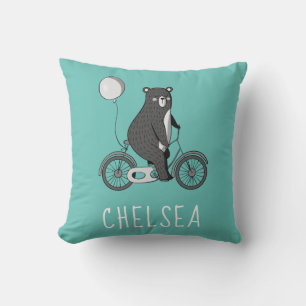Skandinavischer Bär auf dem Bike Minimalistisch Pe Kissen