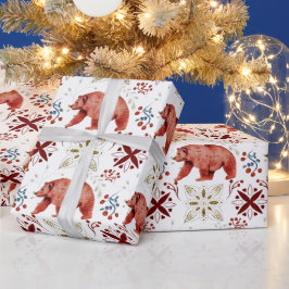 Skandinavischer Bär und Kaleidoskop-Muster Geschenkpapier