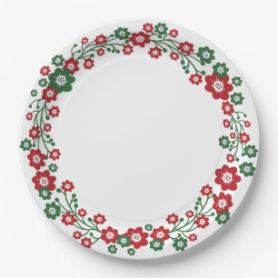 Skandinavischer BlumenweihnachtsKranz Pappteller