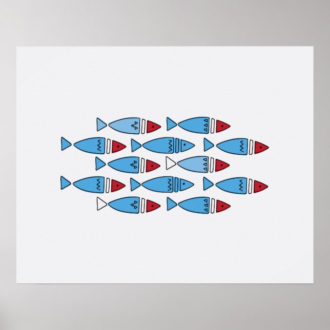 Skandinavischer Fisch - Wohngestaltung der Mauer Poster (Vorne)