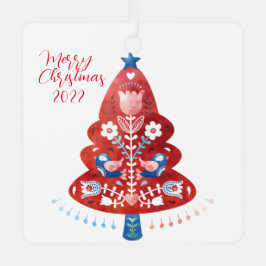 Skandinavischer Folk Art Weihnachtsbaum Ornament Aus Metall