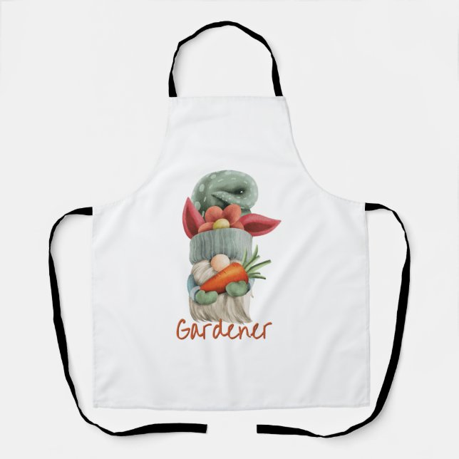 Skandinavischer Gnome-Gärtner mit Karotten und Blu Schürze (Vorderseite)