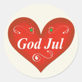 Skandinavischer Gott Jul Weihnachts Herz Runder Aufkleber