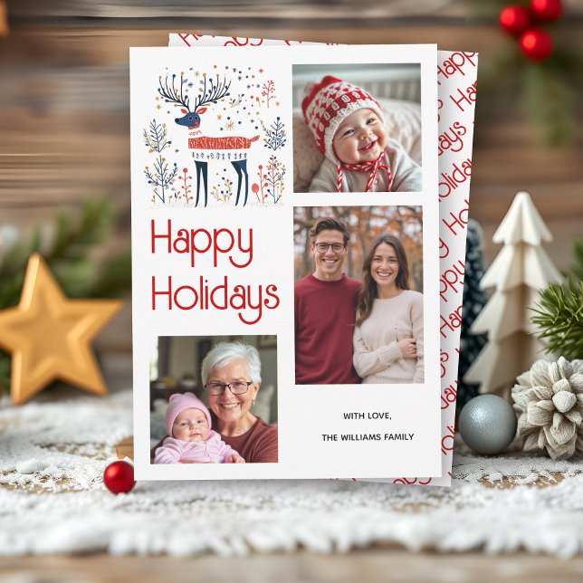 Skandinavischer Hirsche Rotblau Foto Weihnachten (Von Creator hochgeladen)