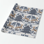 Skandinavischer Rentierbaum Geschenkpapier<br><div class="desc">Skandinavisches Rentier Tree Floral Navy Gold Wrapping Paper</div>