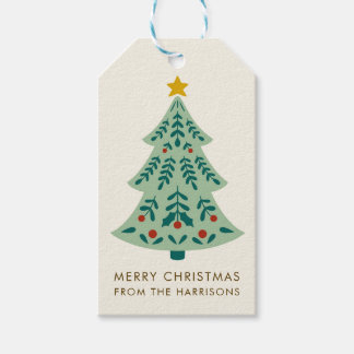 Skandinavischer Rustikaler Weihnachtsbaum Geschenkanhänger