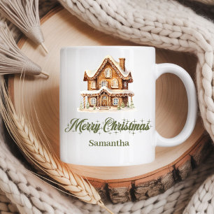 Skandinavischer Schriftzug Weihnachtsbecher mit in Kaffeetasse
