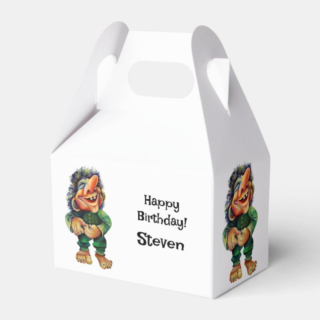Skandinavischer Sonnentroll Illustration Wasserfar Geschenkschachtel (Vorderseite)