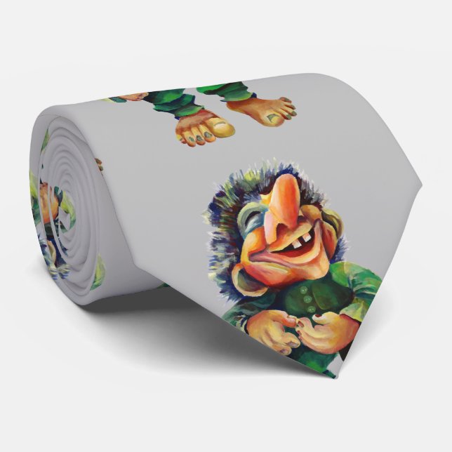 Skandinavischer Sonnentroll Illustration Wasserfar Krawatte (Gerollt)