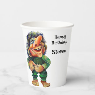 Skandinavischer Sonnentroll Illustration Wasserfar Pappbecher