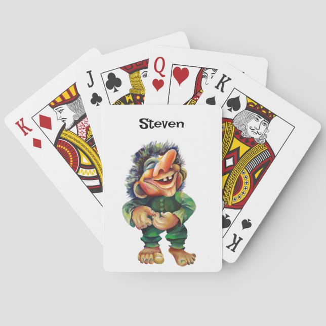 Skandinavischer Sonnentroll Illustration Wasserfar Spielkarten (Rückseite)