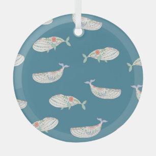 Skandinavischer Wal, Muster von Meerestieren Ornament Aus Glas