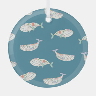 Skandinavischer Wal, Muster von Meerestieren Ornament Aus Glas