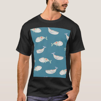 Skandinavischer Wal, Muster von Meerestieren T-Shirt