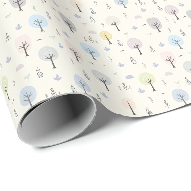 Skandinavischer Wald Nahtloses Muster Geschenkpapier (Rolleneckpunkt)