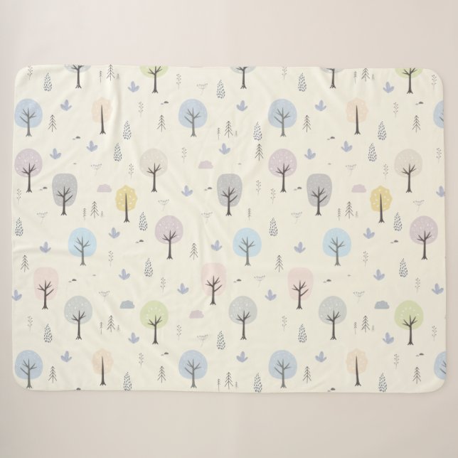 Skandinavischer Wald Nahtloses Muster Sherpadecke (Vorderseite (Horizontal))