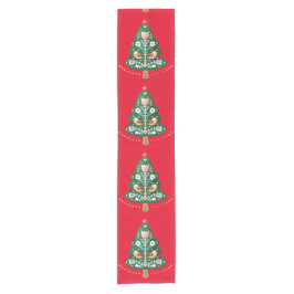 Skandinavischer Weihnachtsbaum Folk Art Tischläufe Kurzer Tischläufer