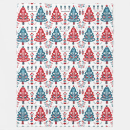 Skandinavischer Weihnachtsbaum Folk Art Winter Fleecedecke