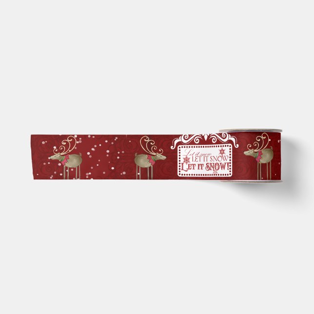 Skandinavischer Weihnachtsbaum Lass es rot schneie Satinband (Vorderseite)