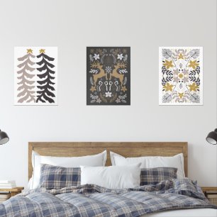 Skandinavischer Weihnachtsbaum und Rentier Bilderwand Sets