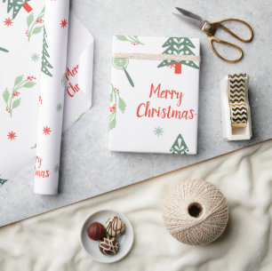 Skandinavischer Weihnachtsbaum-Wald-Schneeflocke Geschenkpapier