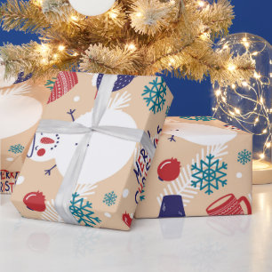 Skandinavischer Weihnachtsfeiertag Snowman Merry C Geschenkpapier