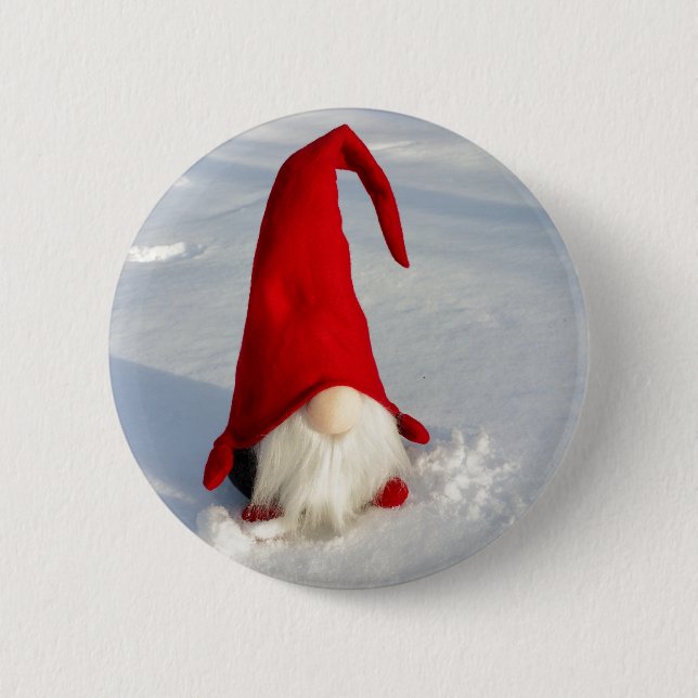 Skandinavischer WeihnachtsGnome Button (Vorderseite)
