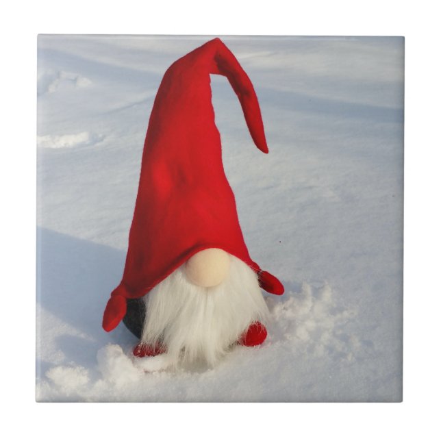 Skandinavischer WeihnachtsGnome Fliese (Vorderseite)