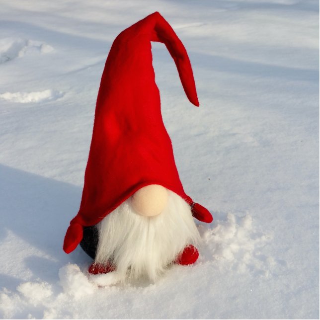 Skandinavischer WeihnachtsGnome Fotoskulptur Ornament (Vorne)