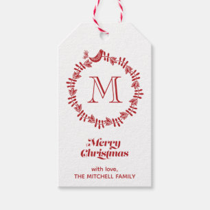 Skandinavischer Weihnachtskranz Mit Monogramm Geschenkanhänger