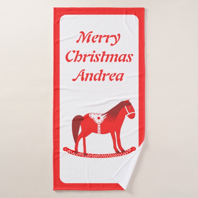 Skandinavischer Weihnachtsrockpferd-Individuelle N Badehandtuch (Badehandtuch)