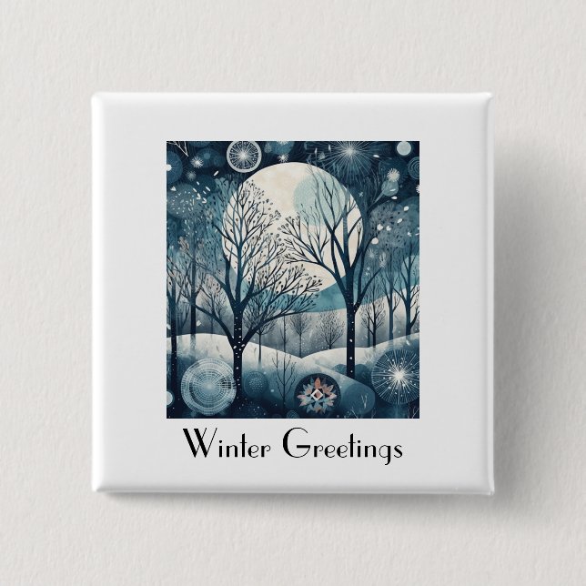 Skandinavischer Winter, anpassbar Button (Vorderseite)