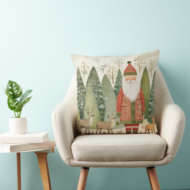 Skandinavischer Winterwald mit Santa Kissen (Stuhl )