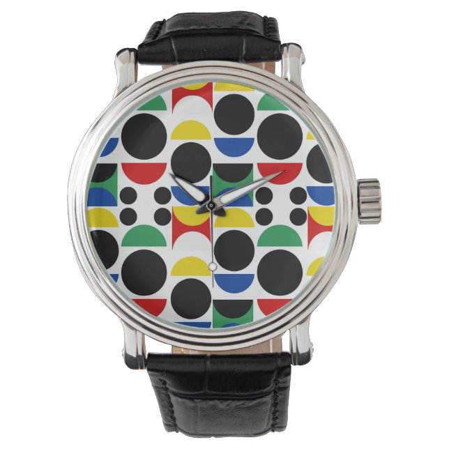 Skandinavisches Bauhaus Mid Century Muster Armbanduhr (Vorderseite)