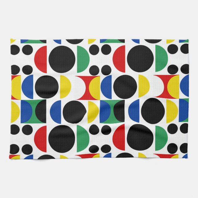 Skandinavisches Bauhaus Mid Century Muster Geschirrtuch (Horizontal)