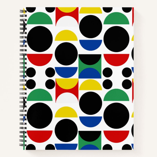 Skandinavisches Bauhaus Mid Century Muster Notizbuch (Vorderseite)