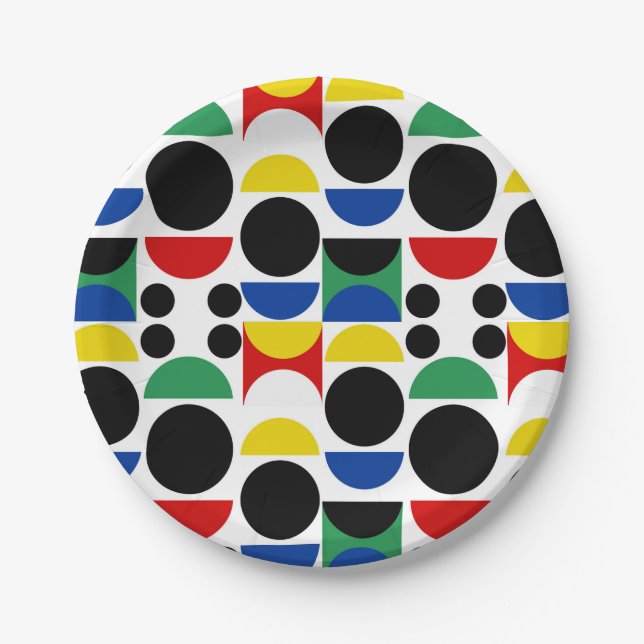 Skandinavisches Bauhaus Mid Century Muster Pappteller (Vorderseite)