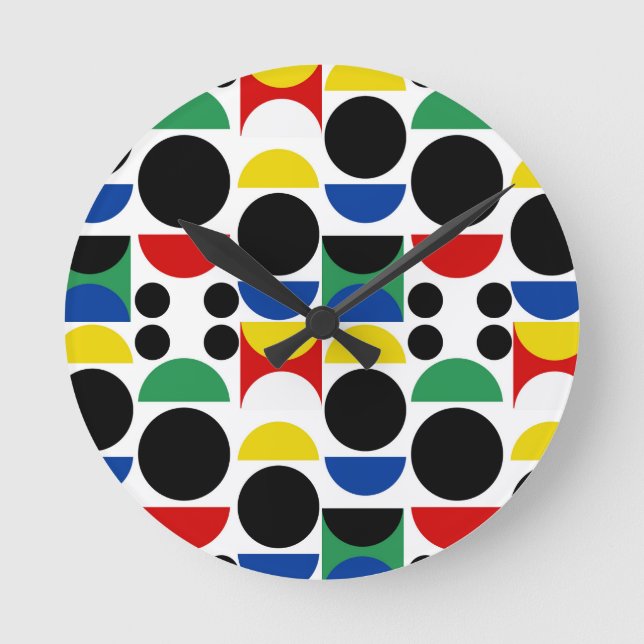 Skandinavisches Bauhaus Mid Century Muster Runde Wanduhr (Vorderseite)