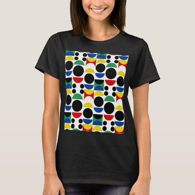 Skandinavisches Bauhaus Mid Century Muster T-Shirt (Vorderseite)